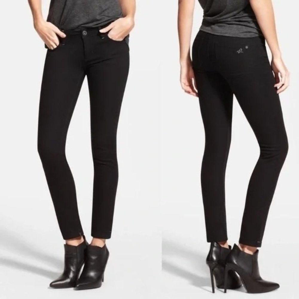 DL1961 Angel Skinny Ankle Jeans Mid Rise Onyx Black size 28